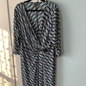 Covington Women Belted Striped Plus Size Dress